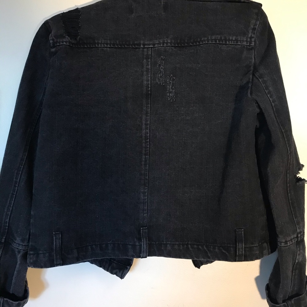 Distressed Motorcycle Jean Jacket - Picture 3 of 4